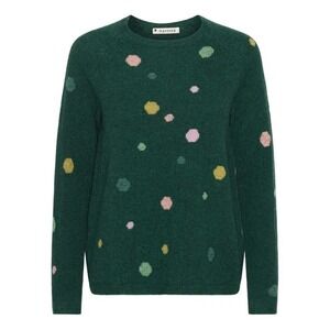 Mansted Lambswool Confetti Jumper Sweater Green pullover Polka Dot Sz Small‎